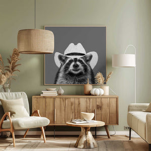 Tablou canvas „Wyatt The Cowboy Raccoon” de Anyone Can Yeehaw
