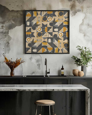 Tablou înramat „Mid Century Grid Pattern Eight” de Little Dean