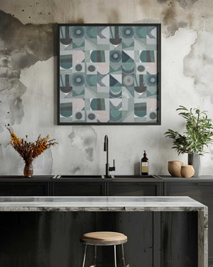Tablou înramat „Mid Century Grid Pattern Four” de Little Dean