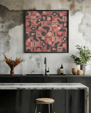 Tablou înramat „Mid Century Grid Pattern Nine” de Little Dean