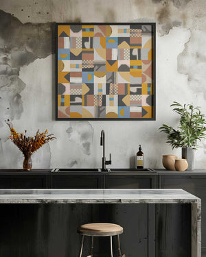 Tablou înramat „Mid Century Grid Pattern Two” de Little Dean