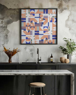Tablou înramat „Mid Century Grid Pattern” de Little Dean