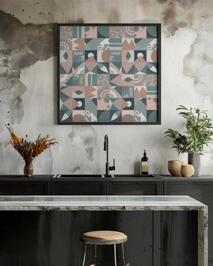 Tablou înramat „The Mid Century Grid Pattern” de Little Dean