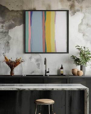 Tablou înramat „Vertical Brushstrokes in a Vibrant Palette” de Little Dean