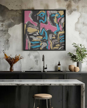 Tablou înramat „Ink and oil abstract 02” de Little Dean