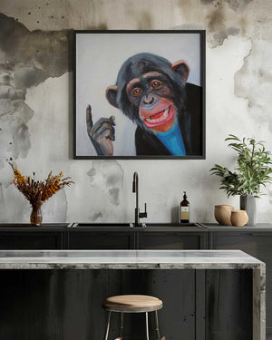 Tablou înramat „Chimpanzee's Thought” de Violeta Vollmer