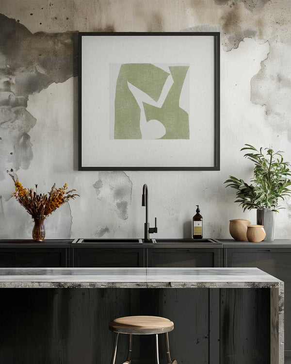 Tablou înramat „Green Geometric Harmony” de THE MIUUS STUDIO