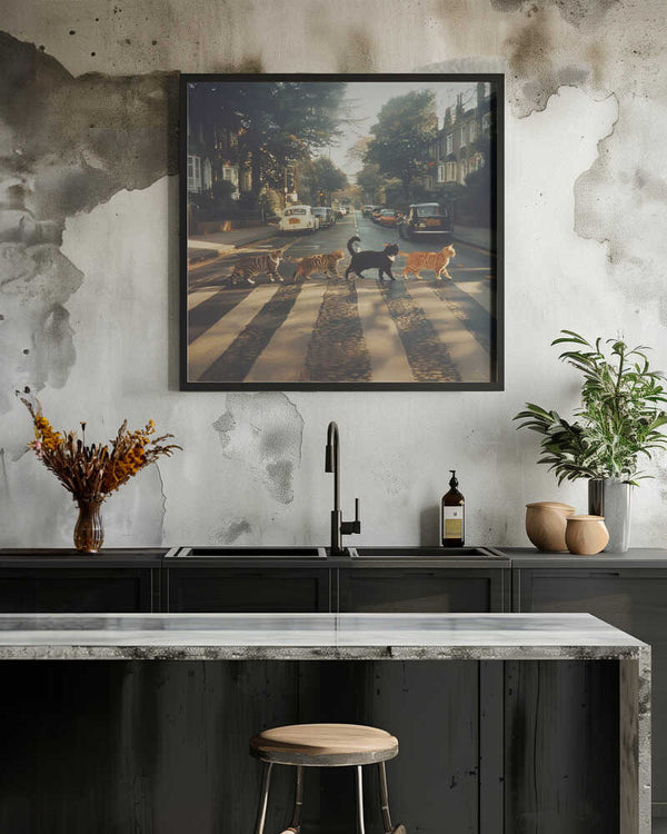 Tablou înramat „Kitty Abbey Road” de Dikhotomy