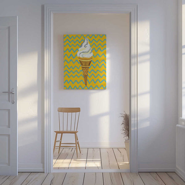 Tablou canvas „Ice Cream Yellow Zigzag” de Alice Straker