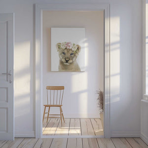 Tablou canvas „Floral Baby Lion” de Lola Peacock
