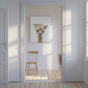 Tablou canvas „Floral Baby Llama” de Lola Peacock