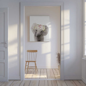 Tablou canvas „Floral Baby Elephant” de Lola Peacock