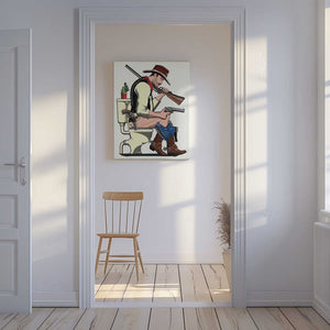 Tablou canvas „Cowboy On the Toilet” de In The Washroom