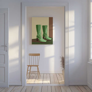 Tablou canvas „Green boots” de Sharyn Bursic