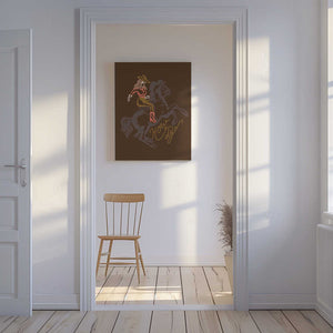 Tablou canvas „Cowgirl Riding A Rearing Horse” de Nikita Jariwala