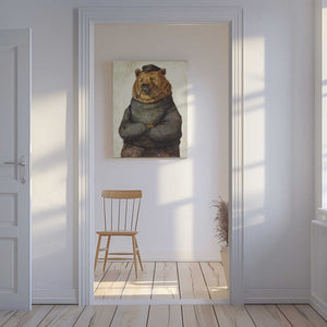 Tablou canvas „Bear Dressed In A Sweater And Cap” de Mike Koubou