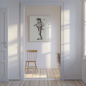 Tablou canvas „Frog In  Vintage Golf Attire” de Mike Koubou