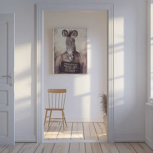 Tablou canvas „Zebra Mugshot Mystery” de Mike Koubou