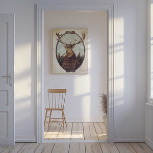 Tablou canvas „Deer Dressed In Cozy Attire” de Mike Koubou