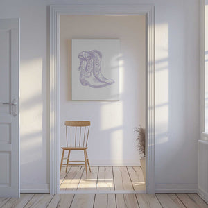 Tablou canvas „Purple Cowgirl Boots with Bow” de Jolly and Dash