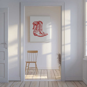 Tablou canvas „Red Cowgirl Boots with Bow” de Jolly and Dash