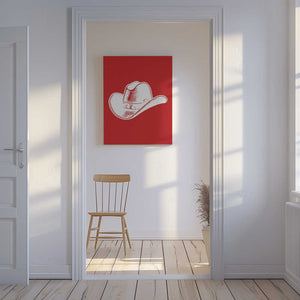 Tablou canvas „Red Cowboy Hat” de Jolly and Dash