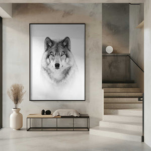 Tablou înramat „Portrait of a Timber Wolf” de Jim Cumming