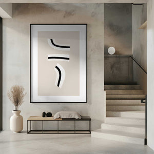 Tablou înramat „Minimalist Black and White Curved Lines” de uplusmestudio
