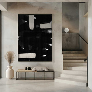 Tablou înramat „Monochrome Brushstrokes” de uplusmestudio