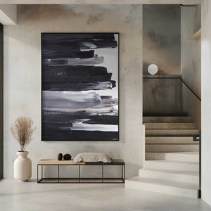 Tablou înramat „Monochrome Brushstrokes” de uplusmestudio