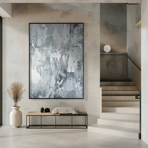 Tablou înramat „Textured Layers Of White And Gray” de uplusmestudio