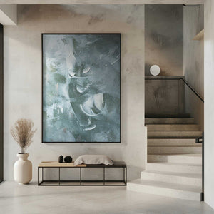 Tablou înramat „Green and White Acrylic” de uplusmestudio