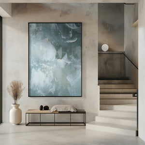 Tablou înramat „Green and White Acrylic” de uplusmestudio
