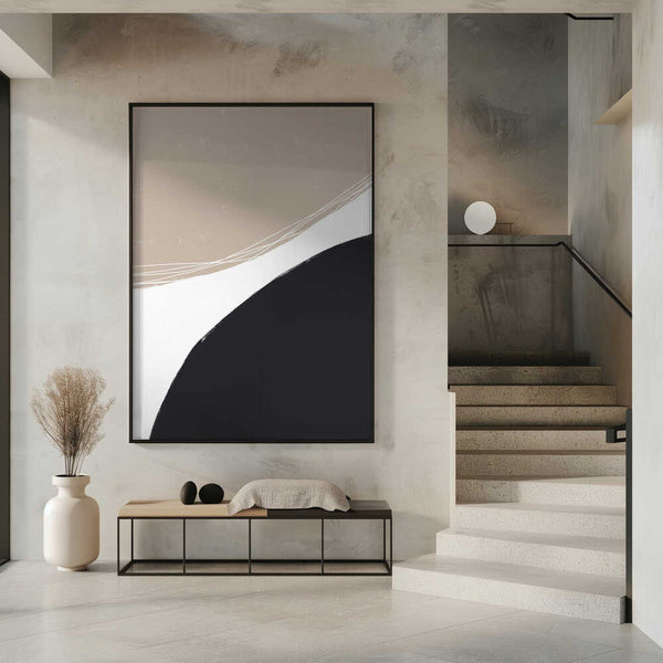 Tablou înramat „Beige And Black Organic Shapes” de uplusmestudio