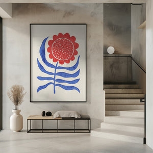 Tablou înramat „Red Flower / Lino Print” de Alisa Galitsyna