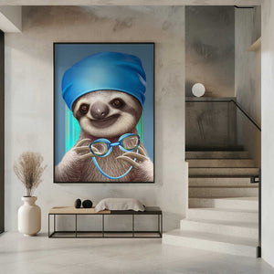Tablou înramat „SLOTH WITH GOGGLES” de Adam Lawless