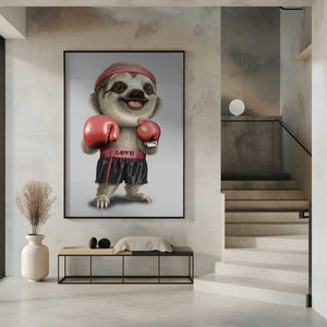 Tablou înramat „the boxing sloth” de Adam Lawless
