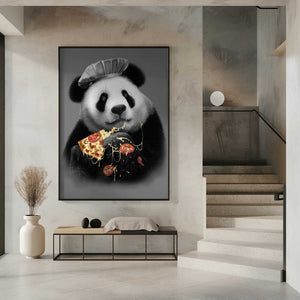 Tablou înramat „panda loves pizza” de Adam Lawless