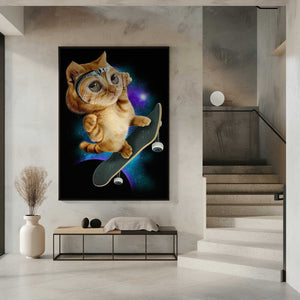 Tablou înramat „cat on skateboard” de Adam Lawless