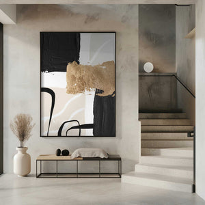 Tablou înramat „Abstract Black and Gold-4” de Sally Ann Moss