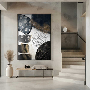 Tablou înramat „Abstract Black and Gold-2” de Sally Ann Moss