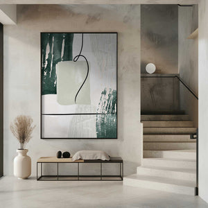 Tablou înramat „Abstract Shapes in Green-3” de Sally Ann Moss