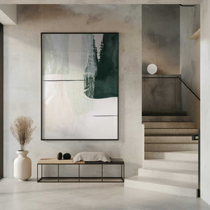 Tablou înramat „Abstract Shapes in Green-2” de Sally Ann Moss