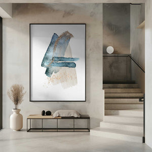 Tablou înramat „Atlantic Blue Abstract-3” de Sally Ann Moss