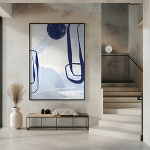 Tablou înramat „Lines of Blue-3” de Sally Ann Moss