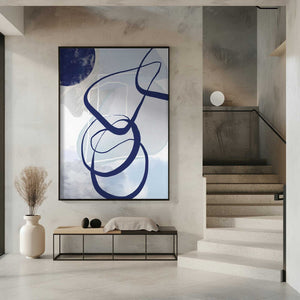 Tablou înramat „Lines of Blue-2” de Sally Ann Moss