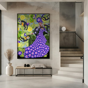 Tablou înramat „Frida in the Garden” de Lynnda Rakos