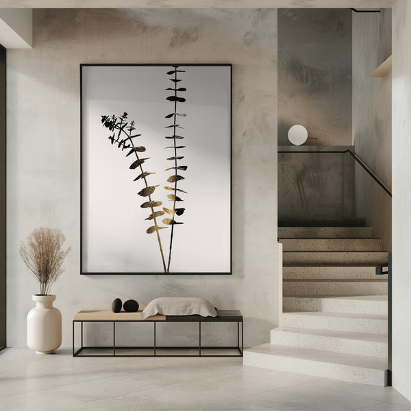 Tablou înramat „Eucalyptus Dark Gold” de Kubistika