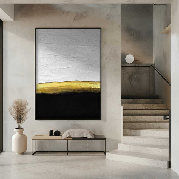 Tablou înramat „Black and White Golden Night” de Alyson Storms