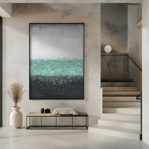 Tablou înramat „Crystal Rain Green” de Alyson Storms